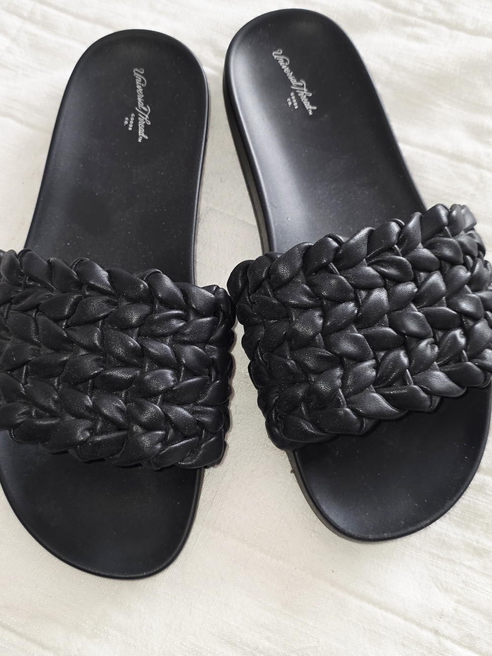 Woven Slide Sandals - Black